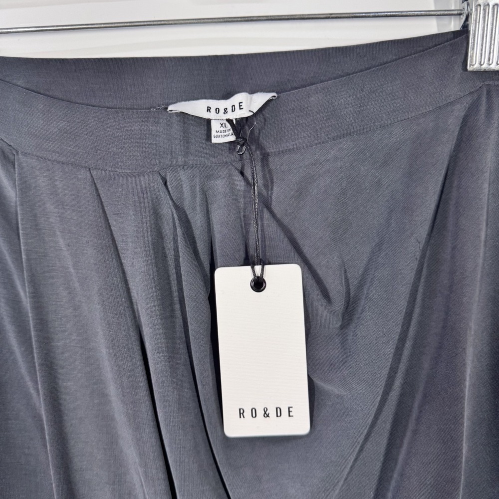 RO & DE Skirt Women's XL Gray Draped Asymmetrical Modal Midi Pull On Modern - Picture 4 of 9